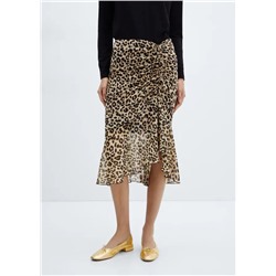 Falda leopardo detalle fruncido