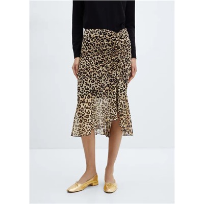 Falda leopardo detalle fruncido