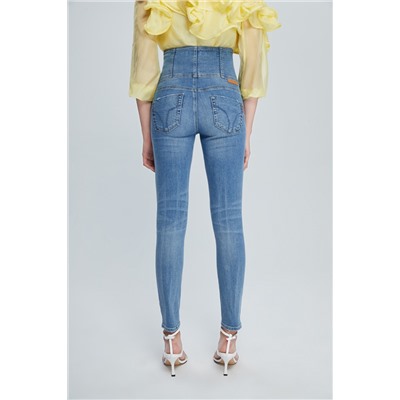 Vaquero skinny fit de tiro alto Azul claro