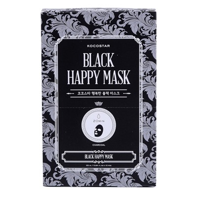 KOCOSTAR BLACK HAPPY MASK Тканевая маска для лица с углём 23мл