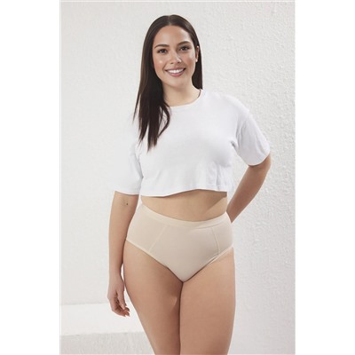 Siyah-Ten 2'li Paket Yüksek Bel Toparlayıcı Büyük Beden Külot TBBSS25CM00001