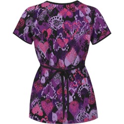 UA Bohemian Heart Black Mock Wrap Scrub Top