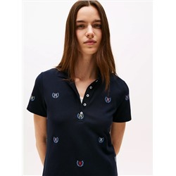 Allover Crest Stretch Polo Dress
