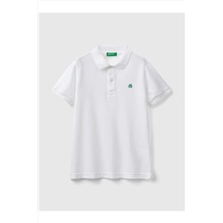 Benetton, Erkek Çocuk Polo Yaka Tshirt 6-14 Yaş Beyaz