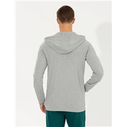 Açık Gri Melanj Regular Fit Kapüşonlu Sweatshirt