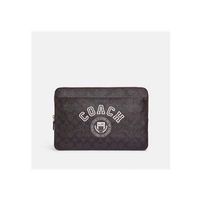 Laptop Sleeve In Signature Canvas With Coach Varsity