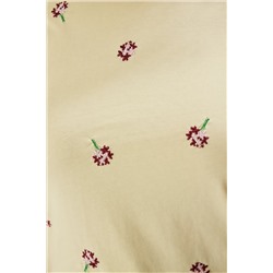 Sarı Boyfriend Çiçek Nakış Detaylı %100 Pamuk Örme Büyük Beden T-shirt TBBSS24BF00029
