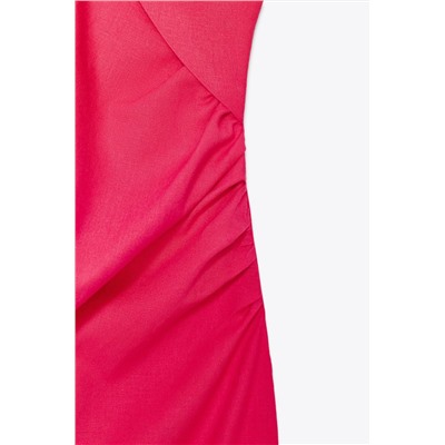 LINEN BLEND MIDI CUT-OUT DRESS