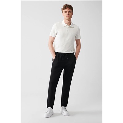 Avva Erkek Siyah Beli Lastikli Bağcıklı Dokuma Esnek Relaxed Fit Rahat Kesim Jogger Pantolon A31y3022 A31Y3022