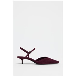 SUEDE KITTEN HEEL SLINGBACKS