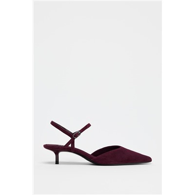 SUEDE KITTEN HEEL SLINGBACKS
