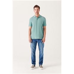 Su Yeşili %100 Pamuk Serin Tutan Polo Yaka T-Shirt