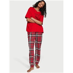 VICTORIA'S SECRET Flannel Jogger Tee-Jama Set
