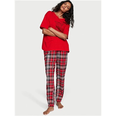 VICTORIA'S SECRET Flannel Jogger Tee-Jama Set