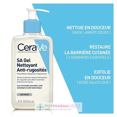 Cerave SA Gel Nettoyant Anti-Rugosités - Peaux Sèches, Rugueuses & Squameuses 236ml