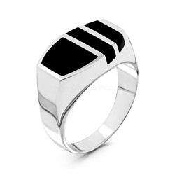 Печатка из серебра с эмалью родированная 925 пробы ак-00379