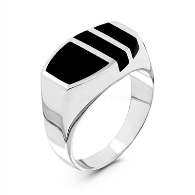 Печатка из серебра с эмалью родированная 925 пробы ак-00379