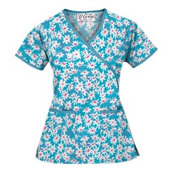 UA Daisy Mae Turquoise Mock Wrap Scrub Top