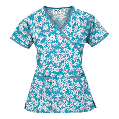 UA Daisy Mae Turquoise Mock Wrap Scrub Top