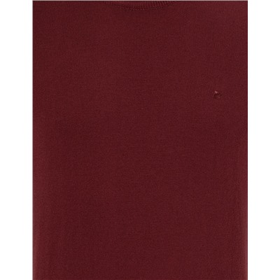 Bordo Slim Fit Bisiklet Yaka Basic Triko Kazak
