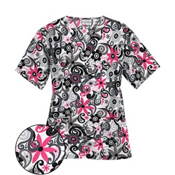 UA Floral A Gogo White Print Scrub Top