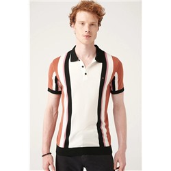 Avva Erkek Kiremit Polo Yaka Renk Bloklu Ribanalı Slim Fit Dar Kesim Triko T-shirt A31y5013 A31Y5013