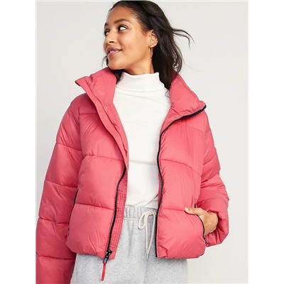 Water-Resistant Frost Free Short Puffer Jacket for Women