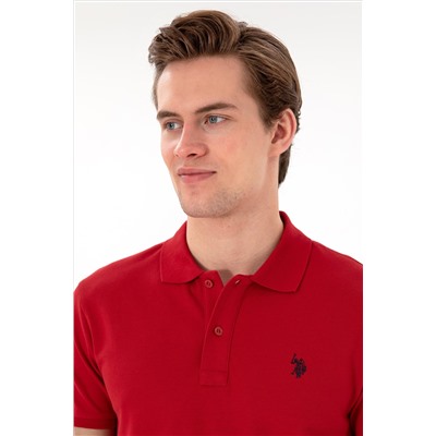 Erkek Slim Fit Polo Yaka Kırmızı Basic Tişört