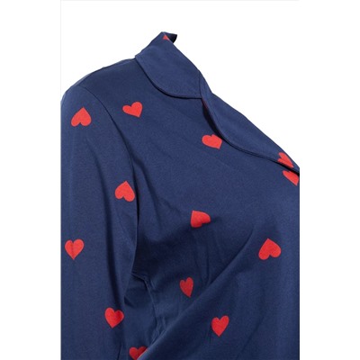 Lacivert Kalpli Gömlek Yaka Örme Pijama Takımı TBBAW23AI00019