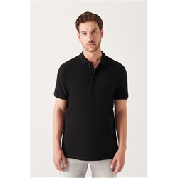 Siyah %100 Pamuk Serin Tutan Polo Yaka T-Shirt