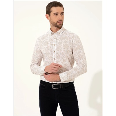 Açık Kahverengi Slim Fit Uzun Kollu Gömlek