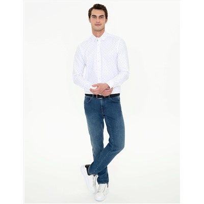 Turuncu Slim Fit Uzun Kollu Gömlek