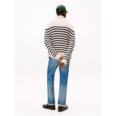 Relaxed Breton Stripe Mockneck Sweater