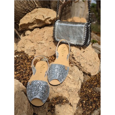 AB. Zapatos 320-5 GLITTER PLATA+Pelle CANDELA plata АКЦИЯ