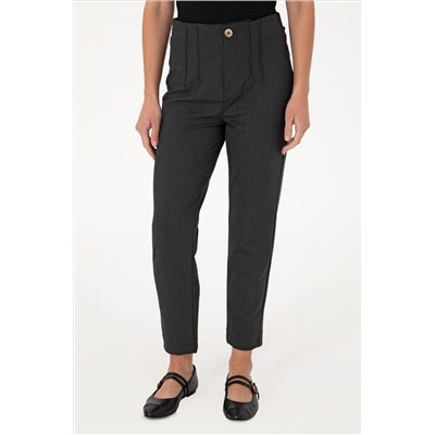 Kadın Antrasit Carrot High Waist Fit Kanvas Pantolon