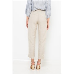 Pantalón slim de lino Beige claro
