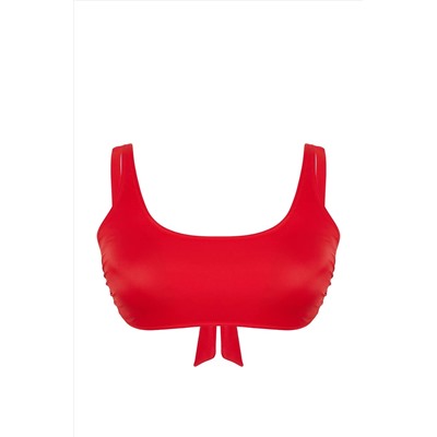 Kırmızı Kare Yaka Bralette Büyük Beden Bikini Üstü TBBSS23CT00005