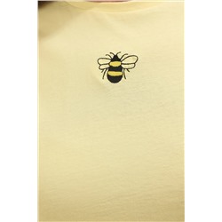 Sarı Bisiklet Yaka Nakışlı Crop Örme Büyük beden T-shirt TBBSS25BF00015