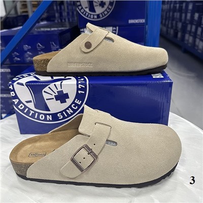 Тапочки унисекс из натуральной кожи и пробковой подошвой BIRKENSTOC*K