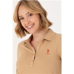 Kadın Kum Basic Polo Yaka Sweatshirt