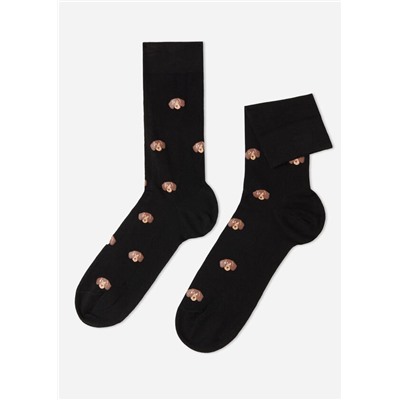 Kurze Herren-Baumwollsocken mit Pets-Print
