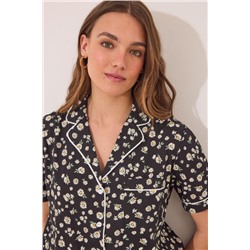 Pijama camisero corto 100% algodón flores