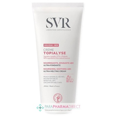SVR Topialyse Crème Nourrissante, Apaisante 48H - Peaux Sensibles, Sèches, Inconfortables 200 ml
