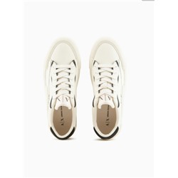 Eco-leather sneakers with microsuede details