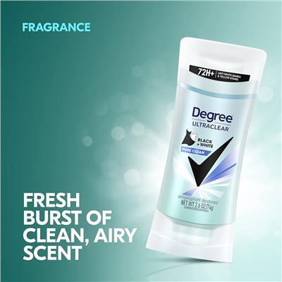 Degree Antiperspirant for Women Protects from Deodorant Stains Pure Clean Deodorant for Women 2.6 oz, Pack of 4