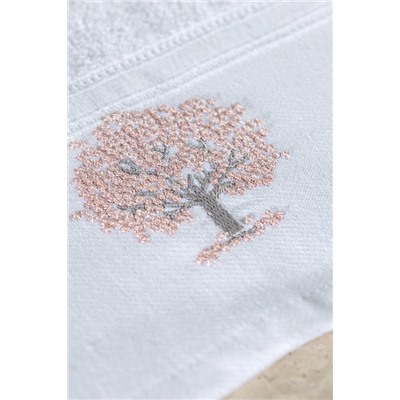 Orva Nakışlı %100 Pamuk 2'li El Havlusu - Beyaz - 30x45 cm