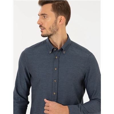 Lacivert Regular Fit Uzun Kollu Gömlek