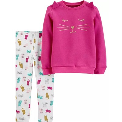 Carter's | Baby 2-Piece Glitter Fleece Top & Cat Legging Set