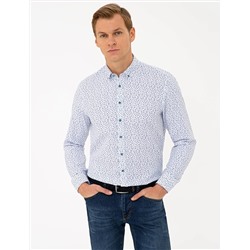 Lacivert Slim Fit Uzun Kollu Gömlek
