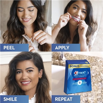 Отбеливающие полоски для зубов Crest 3D Whitestrips, Glamorous White, Teeth Whitening Strip Kit, 32 Strips (16 Count Pack) -Packaging may vary